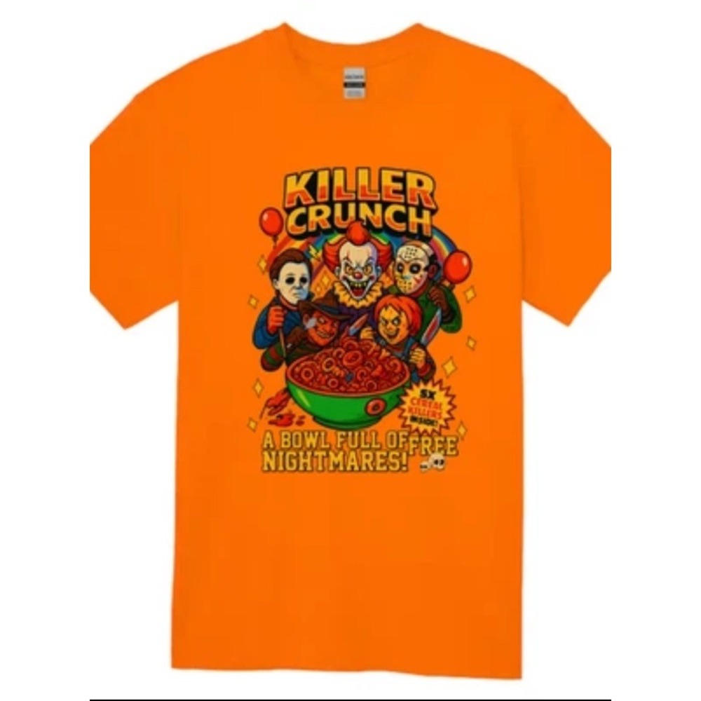 Killer Crunch Halloween‎ T Shirt Orange Adult Unisex Large